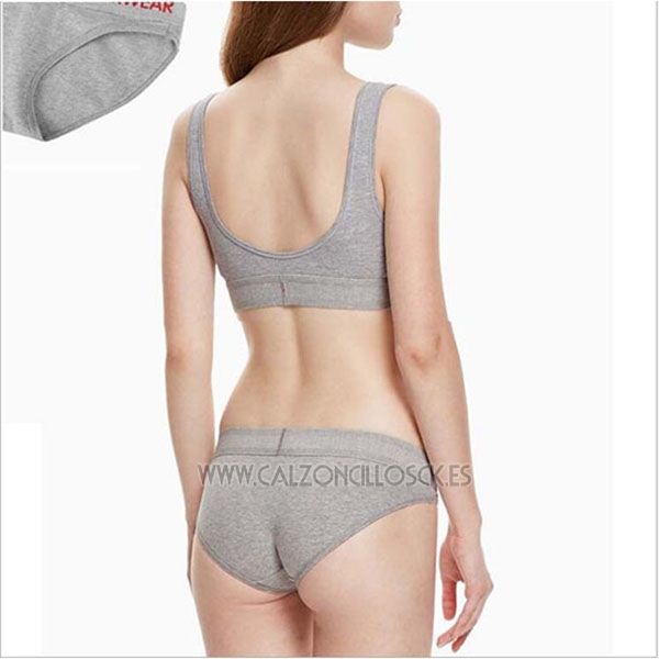 Conjunto Sujetador y Slip Calvin Klein Mujer Naranja Gris 